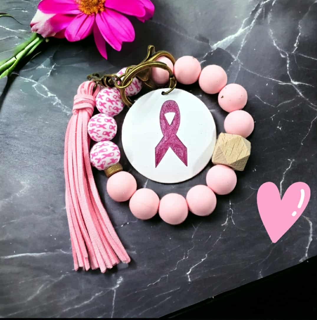 Breast Cancer Awareness Wristlet Keychain